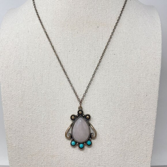 Freedom Brand Pendant Chain Necklace Southwest Silver-Tone‎ Turquoise Color - Picture 3 of 11